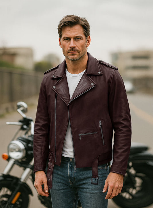 Rutland Burgundy Riding Leather Jacket