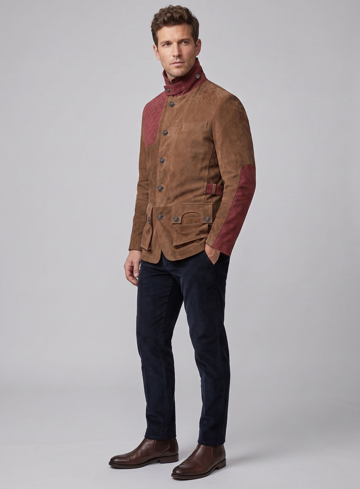 Safari Hickory Suede Leather Blazer