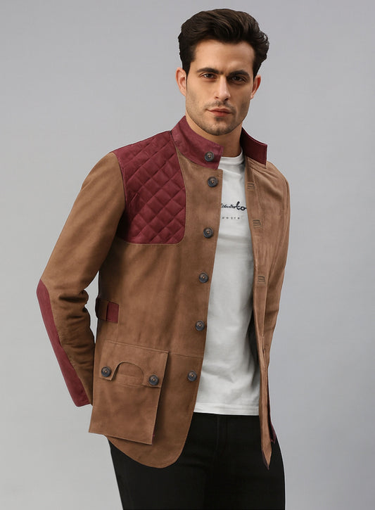 Safari Hickory Suede Leather Blazer