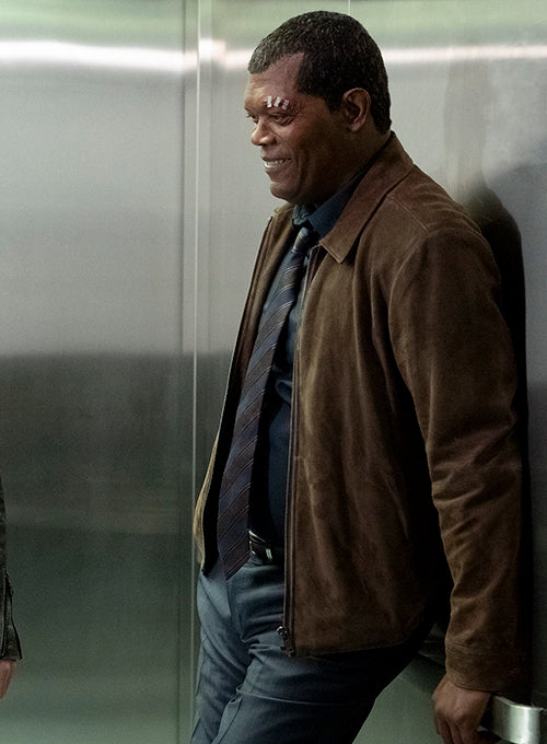 Samuel L. Jackson Captain Marvel Leather Jacket - LeatherCult