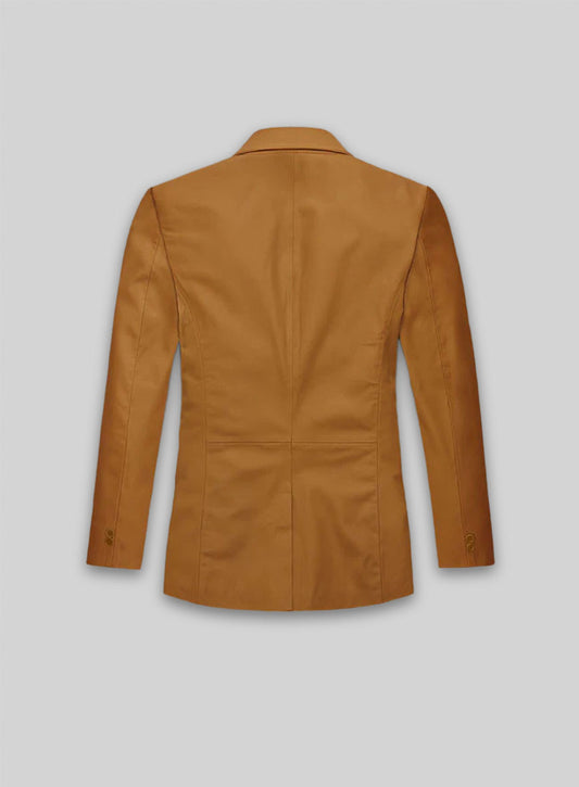 Soft Caramel Brown Leather Blazer