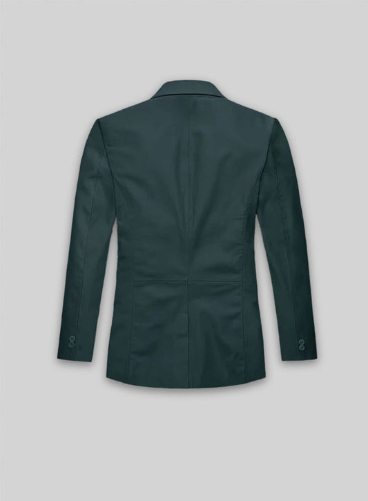 Soft Prussian Blue Leather Blazer