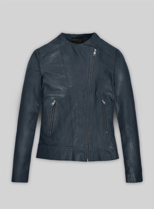 Soft Winsor Blue Washed & Wax Leather Jacket # 237