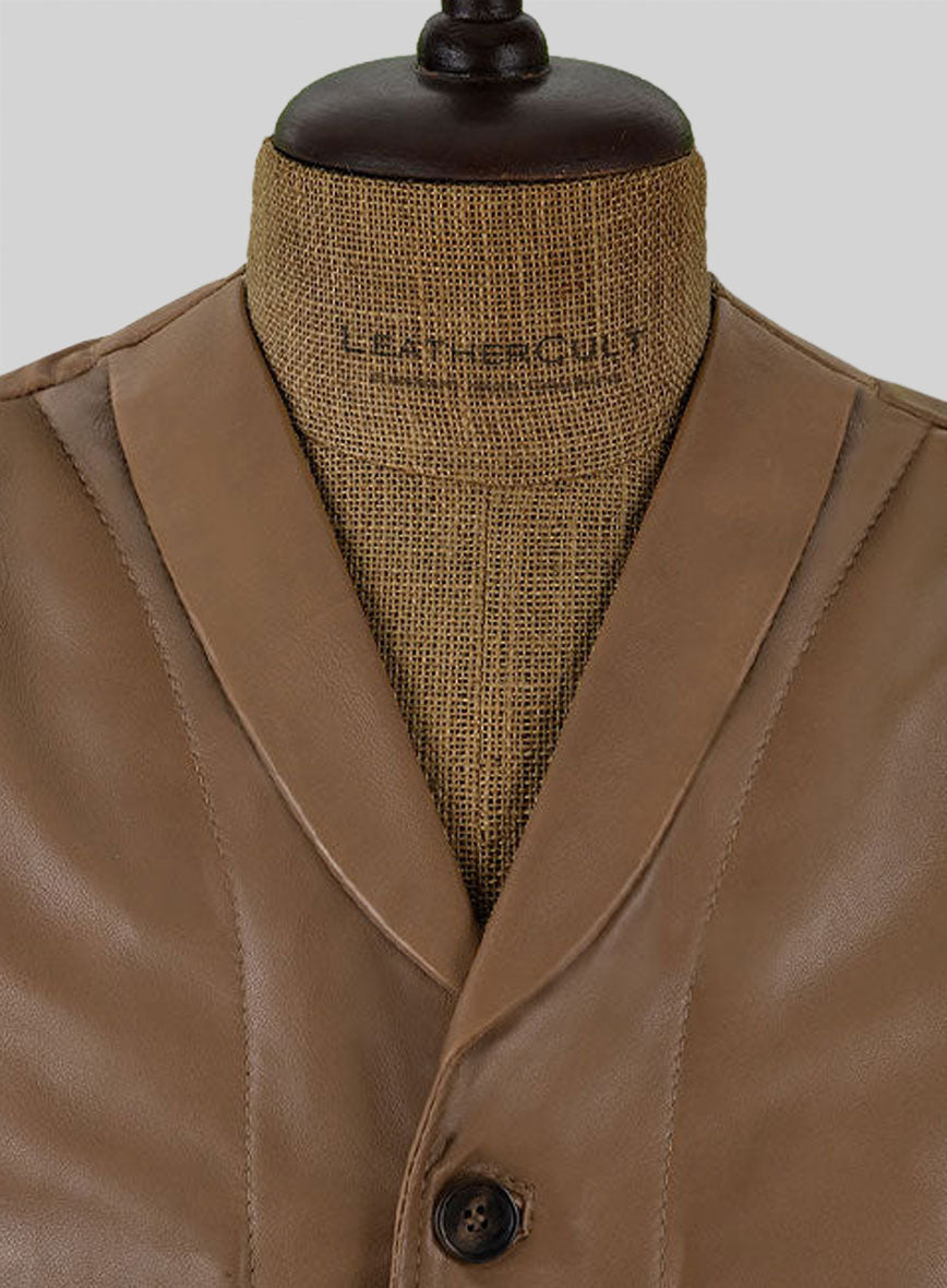 Shawl Lapel Leather Vest