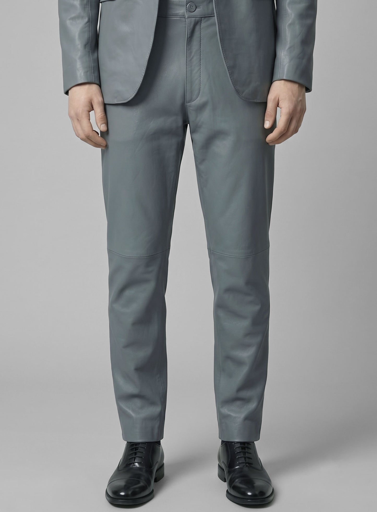 Sherpa Gray Lambskin Leather Suit