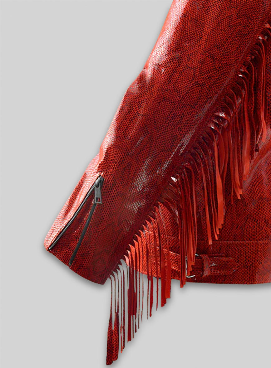 Shiny Red Python Leather Jacket #889