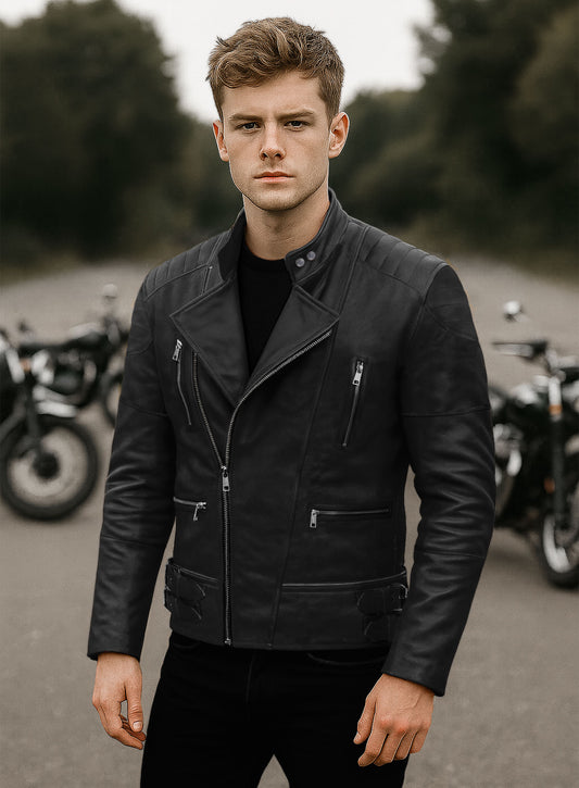 Shotgun Black Moto Leather Jacket