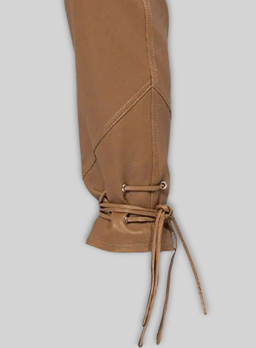 Skinny Bottom Lace Leather Pants