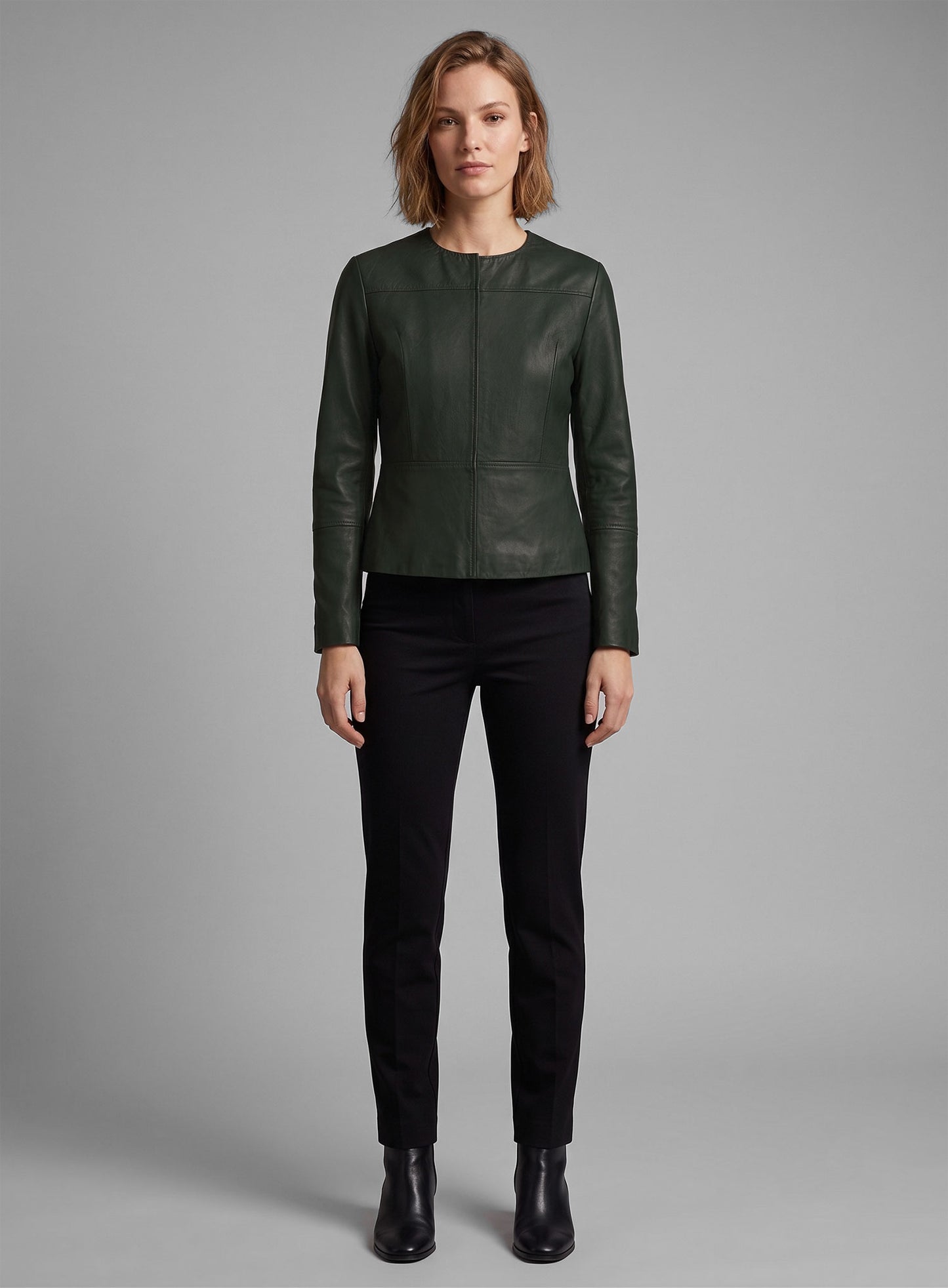 Deep Olive Lambskin Leather Top Style # 63