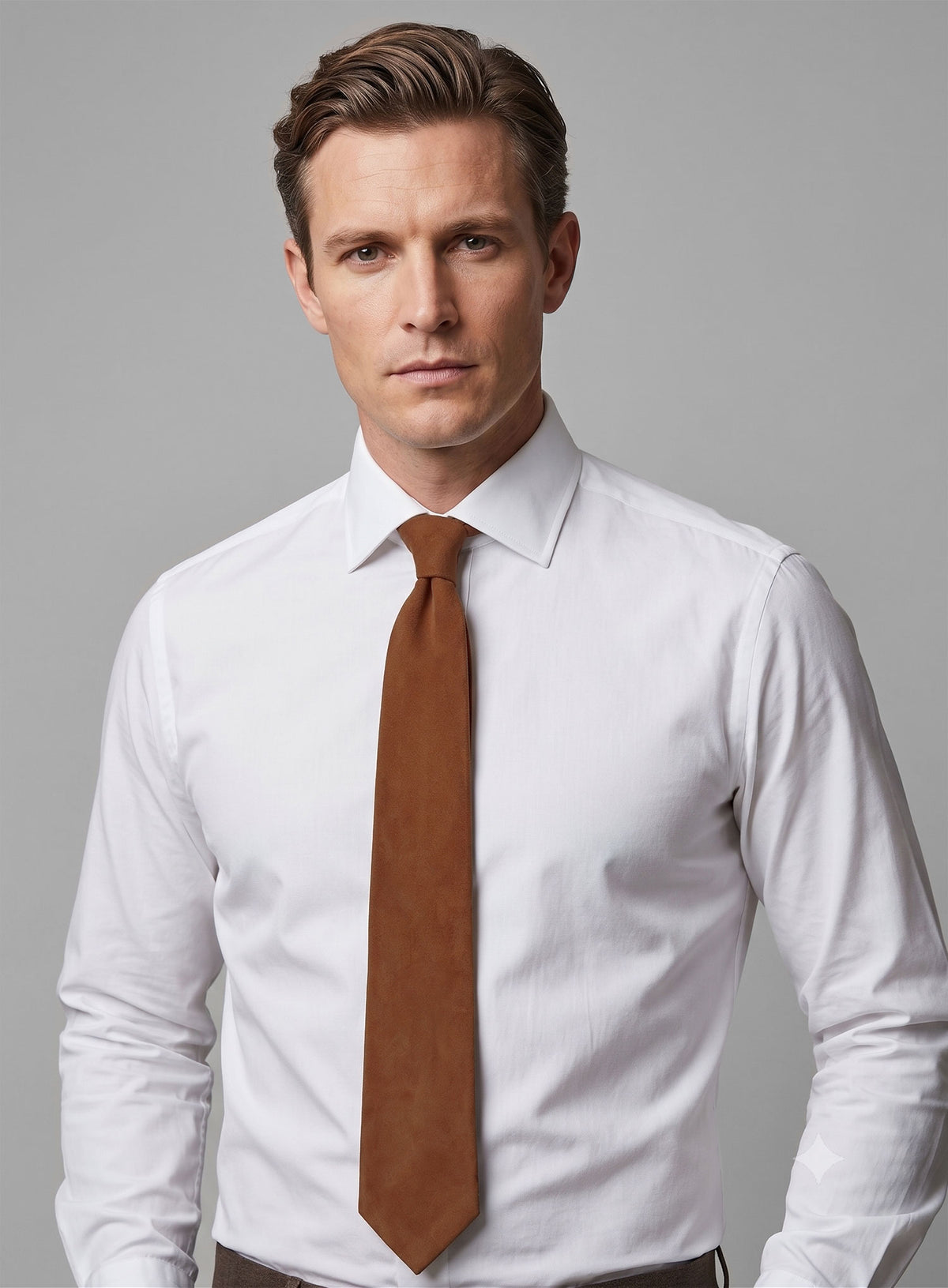 Soft Tan Brown Suede Leather Tie