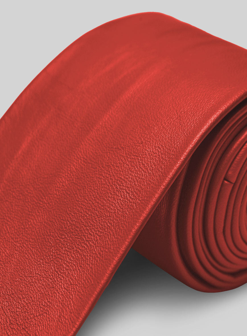 Soft Berry Red Leather Tie