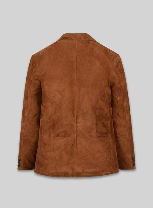 Soft Caramel Brown Suede Leather Blazer - #712