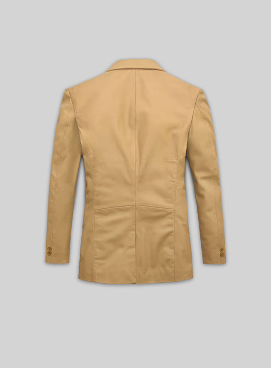 Soft Dark Beige Leather Blazer