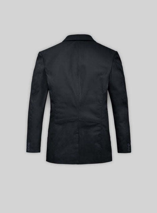 Soft Deep Blue Leather Blazer