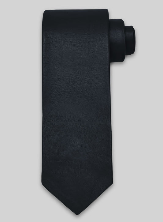 Soft Deep Blue Leather Tie