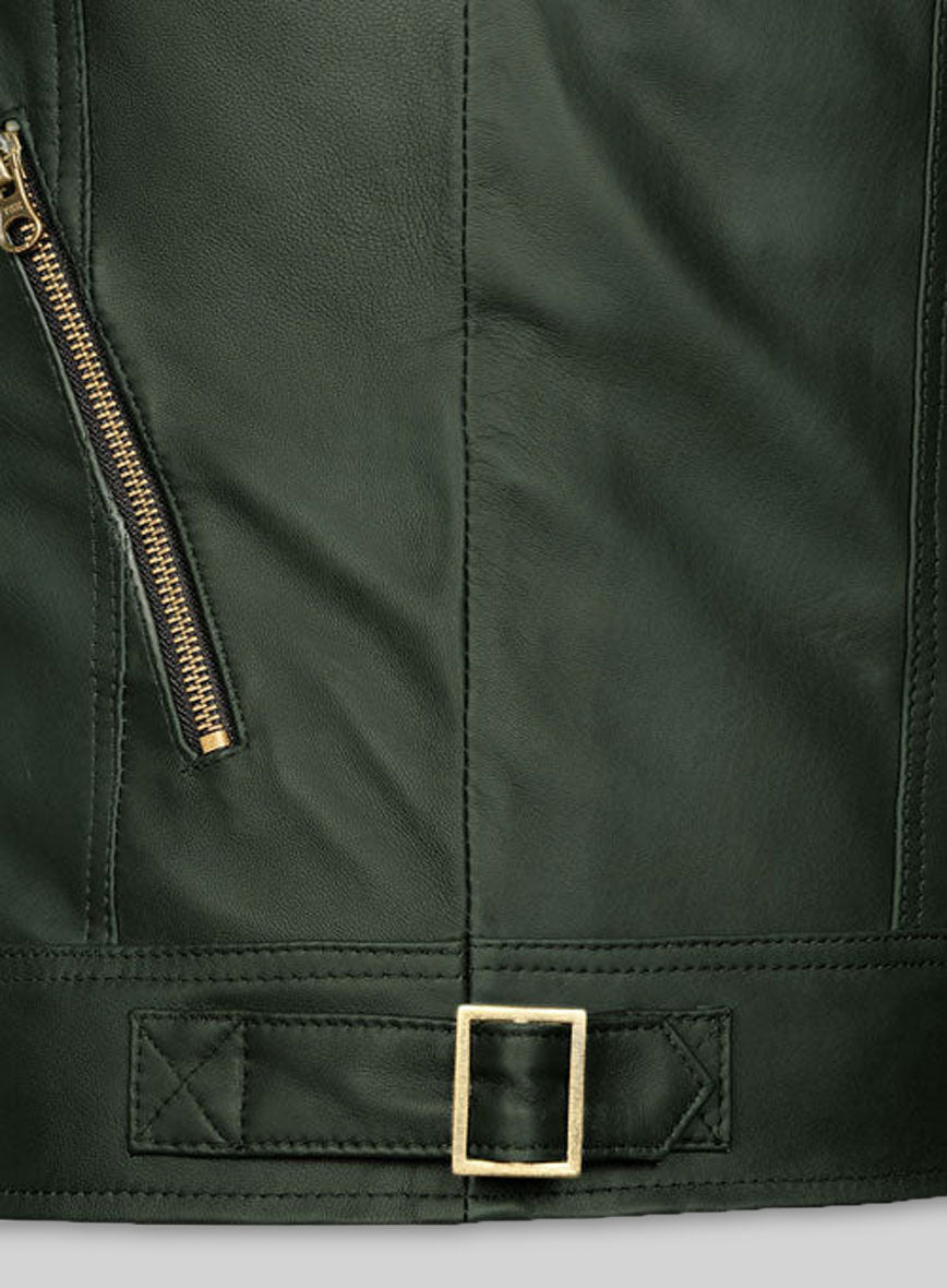 Soft Deep Olive Leather Jacket # 653