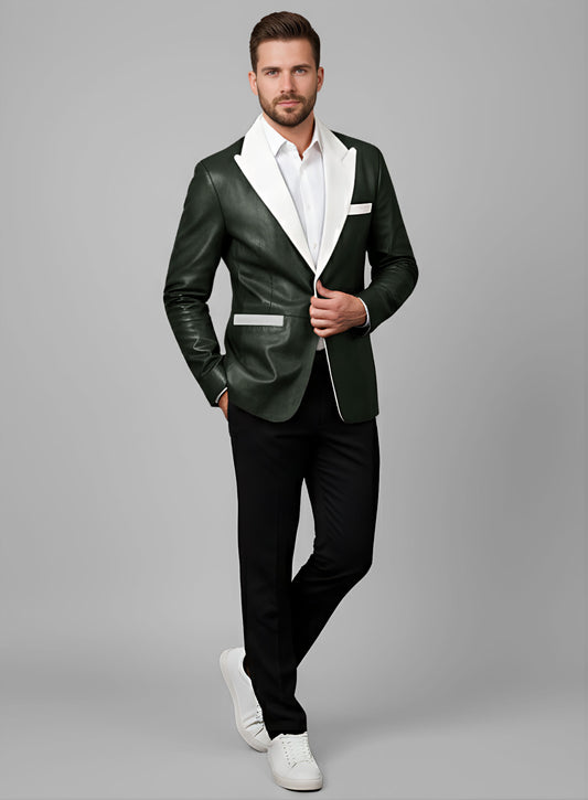 Soft Deep Olive Wax Hampton Leather Blazer