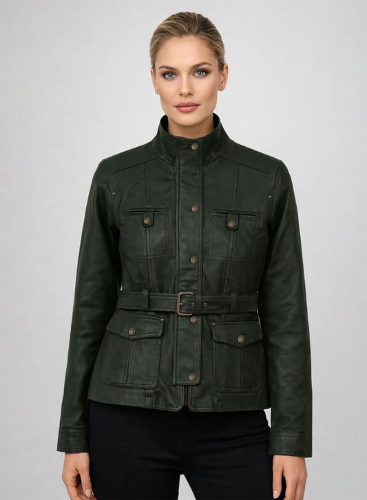 Soft Deep Olive Wax Rachel Weisz Whistleblower Leather Jacket