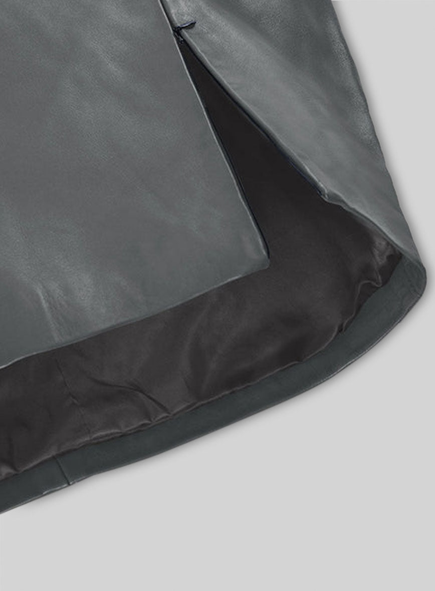 Soft Gray Adjustable Slit Leather Skirt