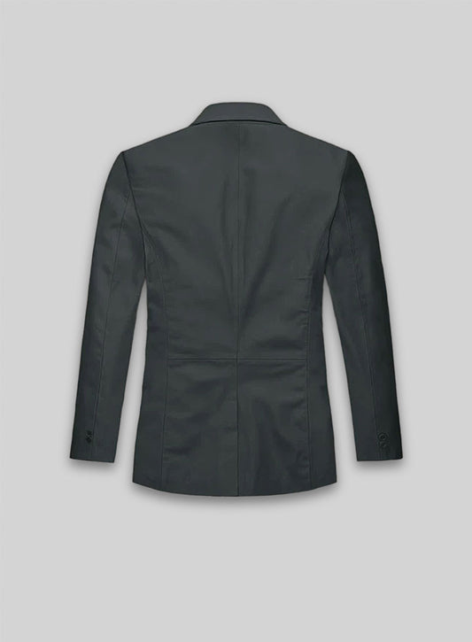 Soft Gray Leather Blazer