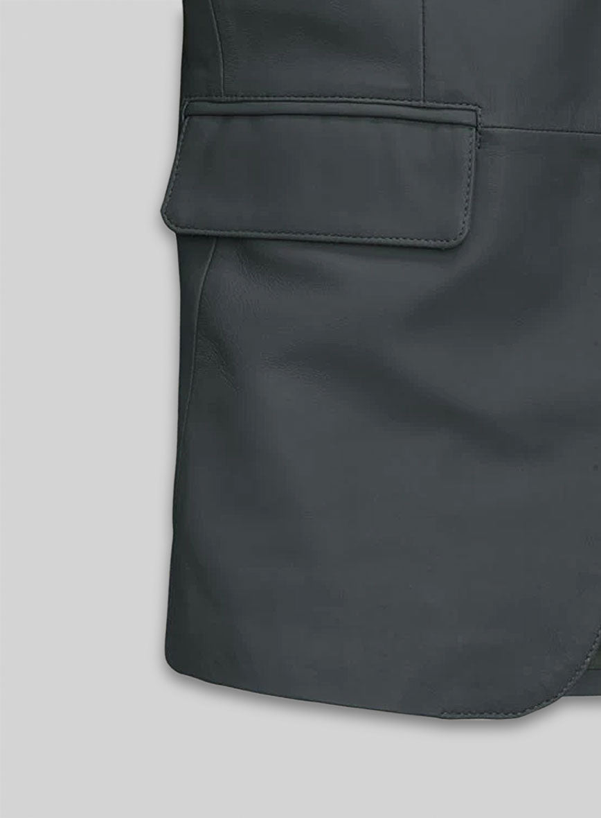 Soft Gray Leather Blazer