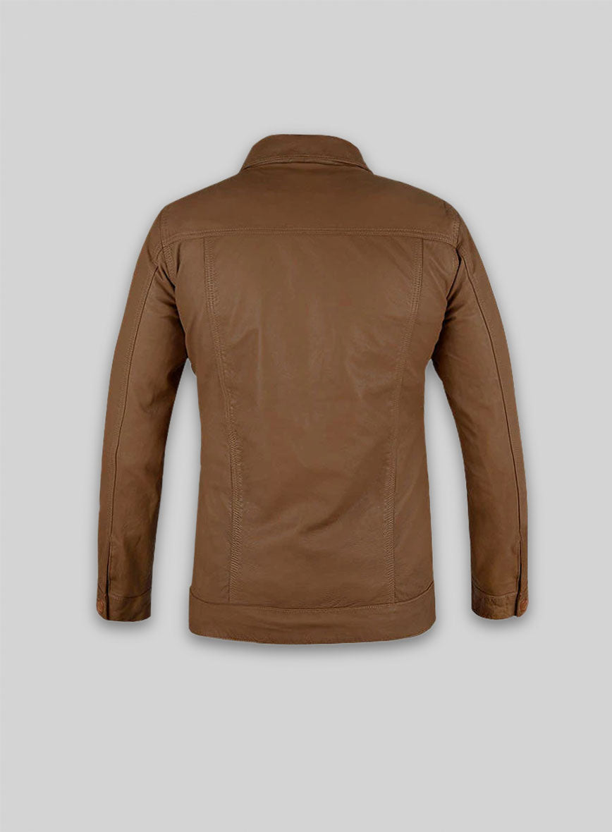 Soft King Brown Washed Mark Wahlberg Leather Jacket - L Regular