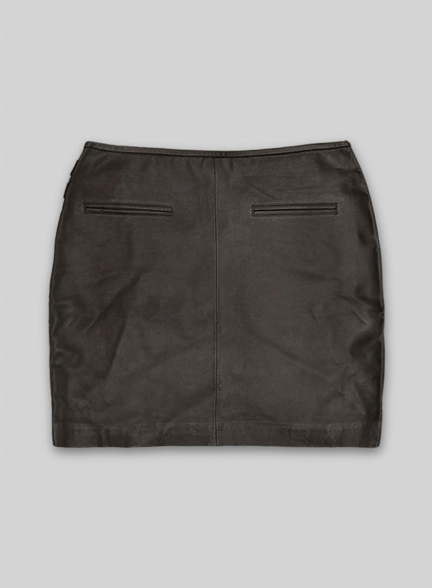 Soft Louis Brown Buckled Wrap Leather Skirt - # 467 - XL Regular