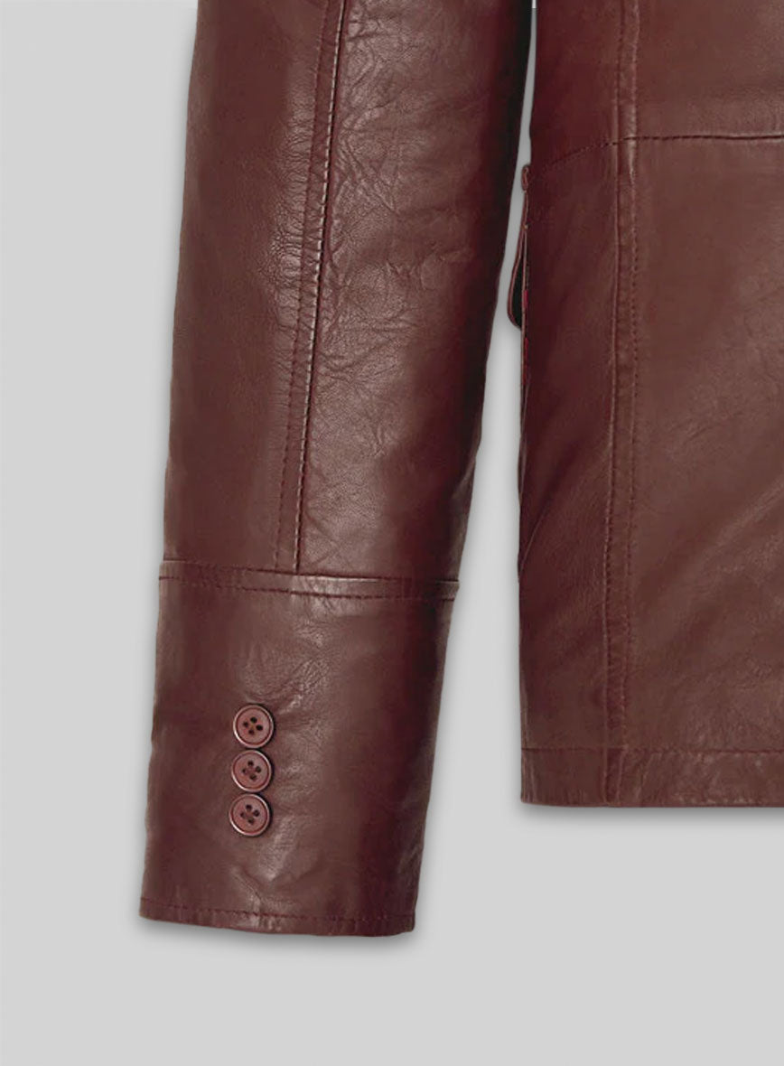 Soft Maroon Washed & Wax Leather Blazer - #716