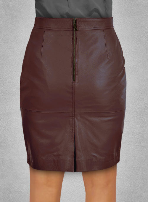 Soft Maroon Wax Meghan Markle Leather Skirt - LeatherCult