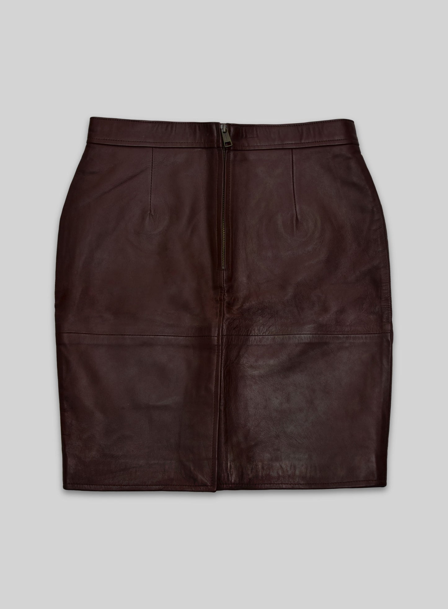 Soft Maroon Wax Meghan Markle Leather Skirt - M Regular