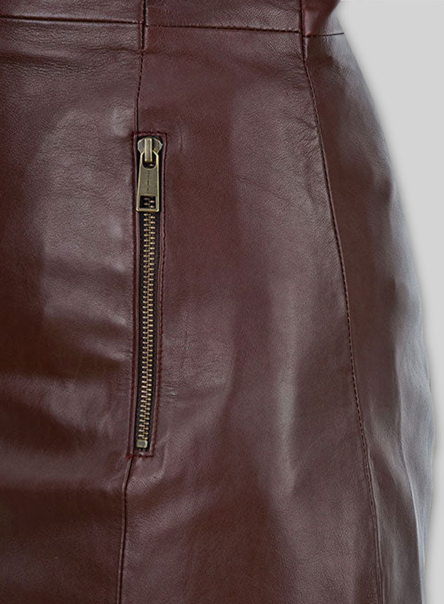 Soft Maroon Wax Miller Leather Dress - # 765