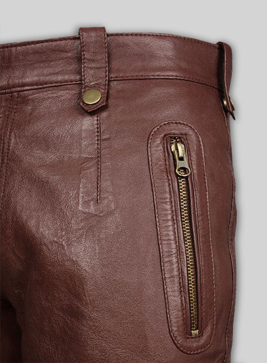 Soft Maroon Washed & Wax Belafonte Leather Pants