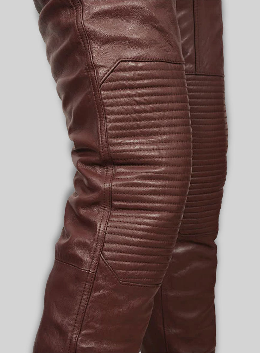 Soft Maroon Washed & Wax Belafonte Leather Pants