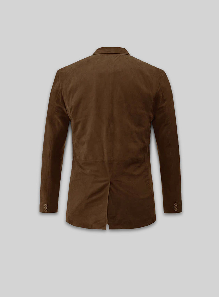Soft Mid Brown Suede Leather Blazer