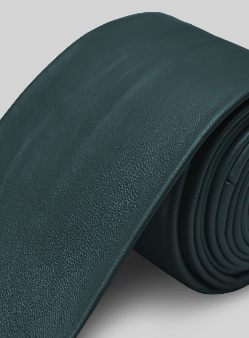 Soft Prussian Blue Leather Tie