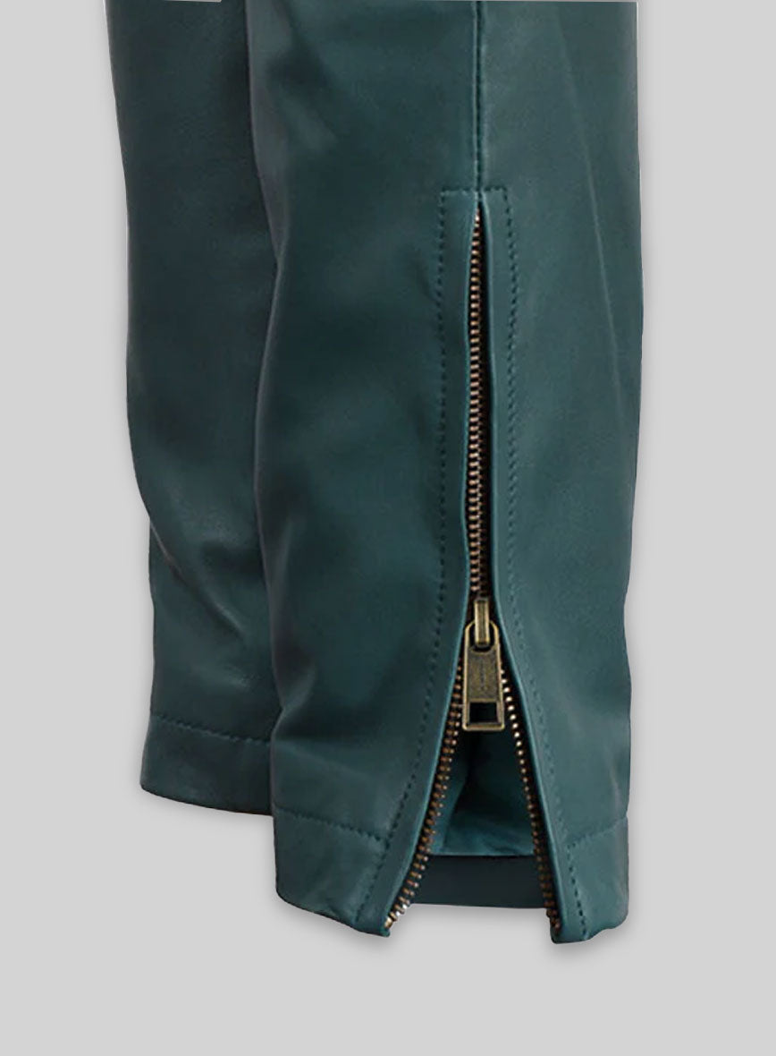 Soft Prussian Blue Zoey Leather Pants