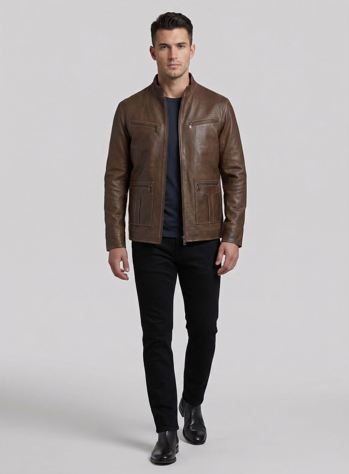 Soft Scottish Brown Washed&Wax Martin Lawrence Leather Jacket #2