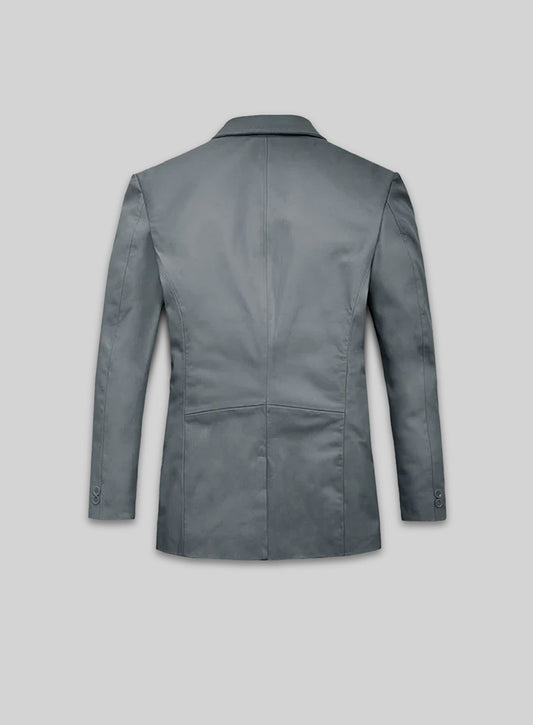Soft Sherpa Gray Leather Blazer