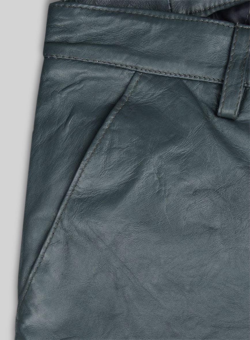 Soft Sherpa Gray Washed & Wax Leather Trousers
