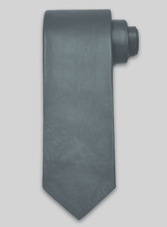 Soft Sherpa Gray Leather Tie