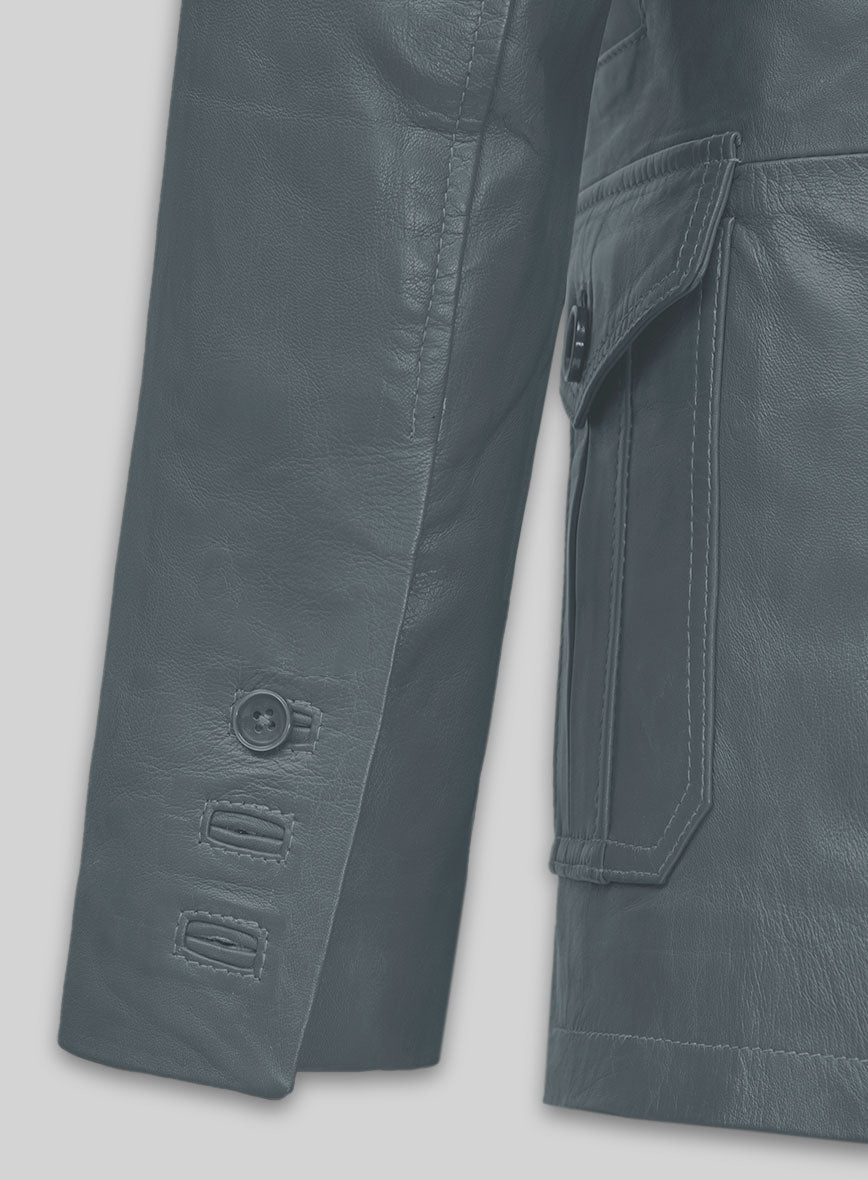 Soft Sherpa Gray Washed and Wax Leather Blazer - #712