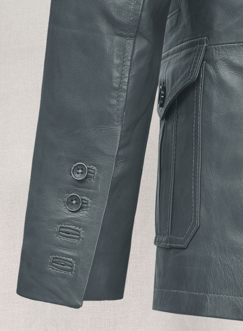 Soft Sherpa Gray Washed and Wax Leather Blazer - #712 - LeatherCult