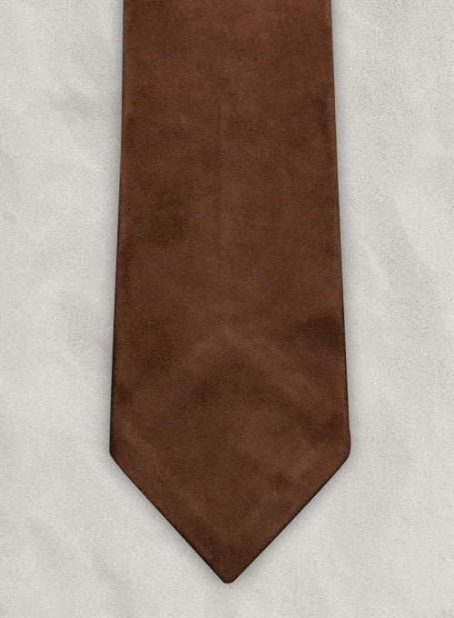 Soft Tan Brown Suede Leather Tie - LeatherCult
