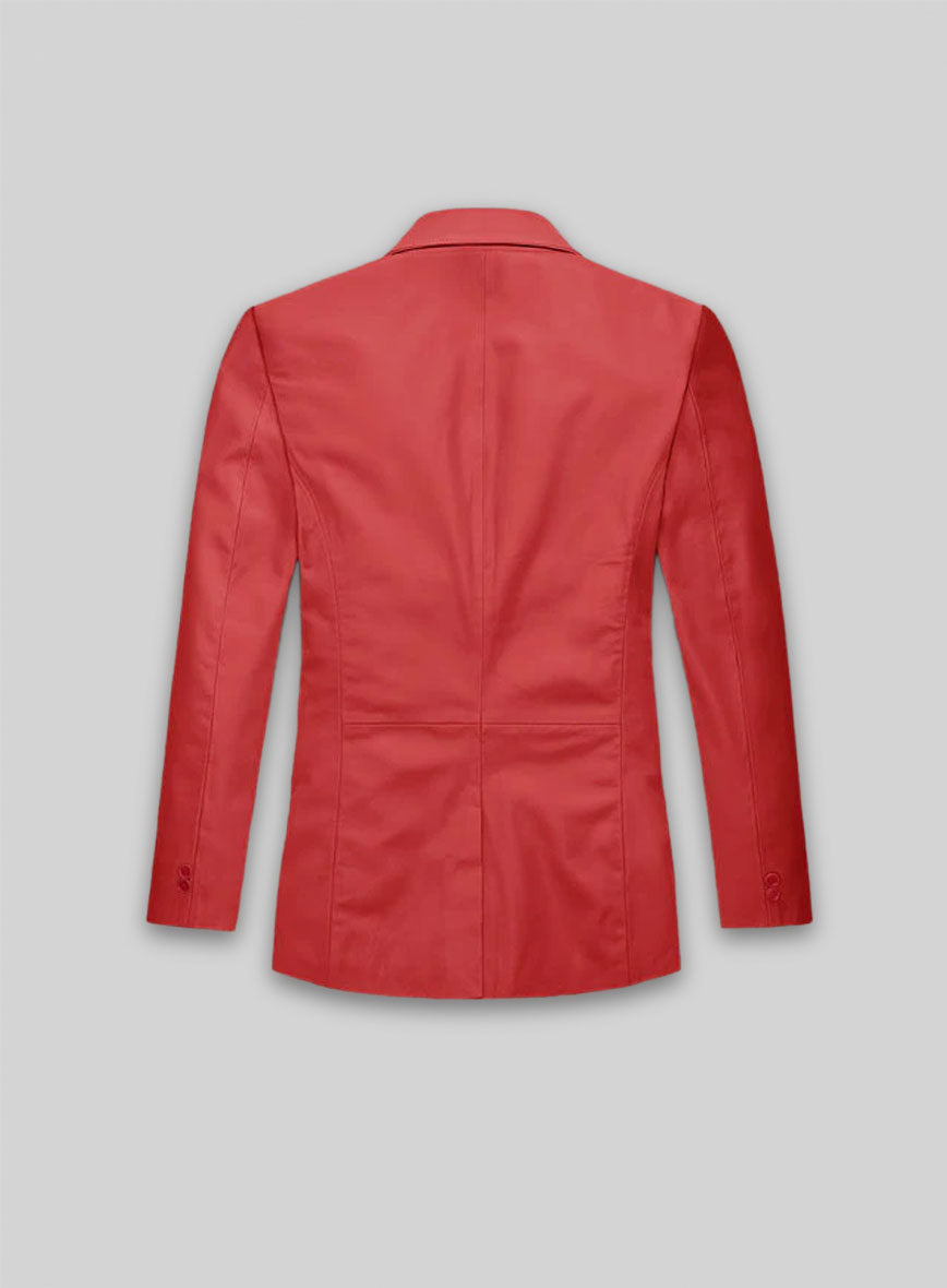 Soft Tango Red Leather Blazer