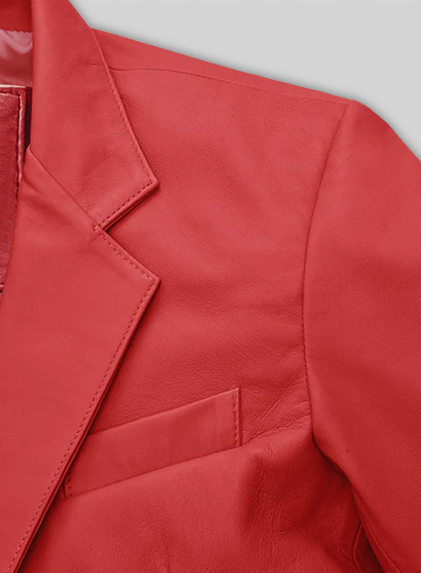 Soft Tango Red Leather Blazer