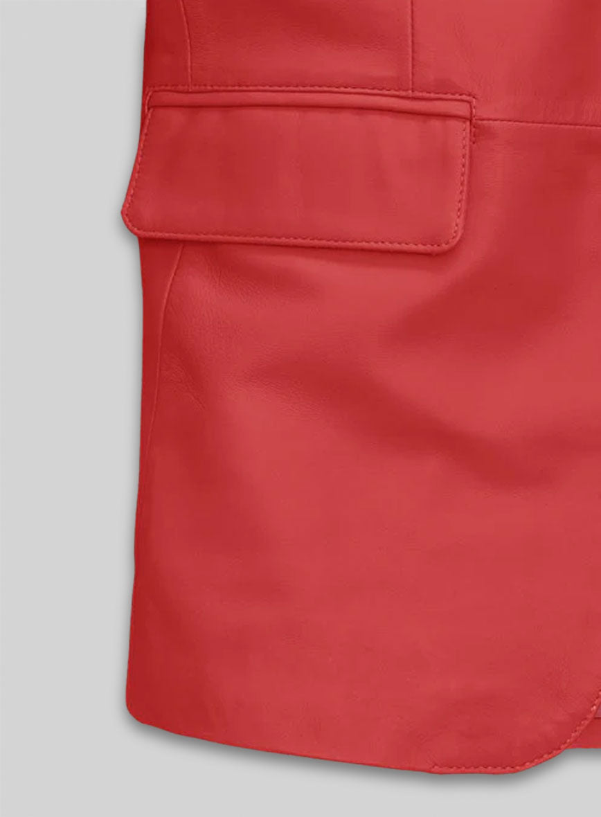 Soft Tango Red Leather Blazer
