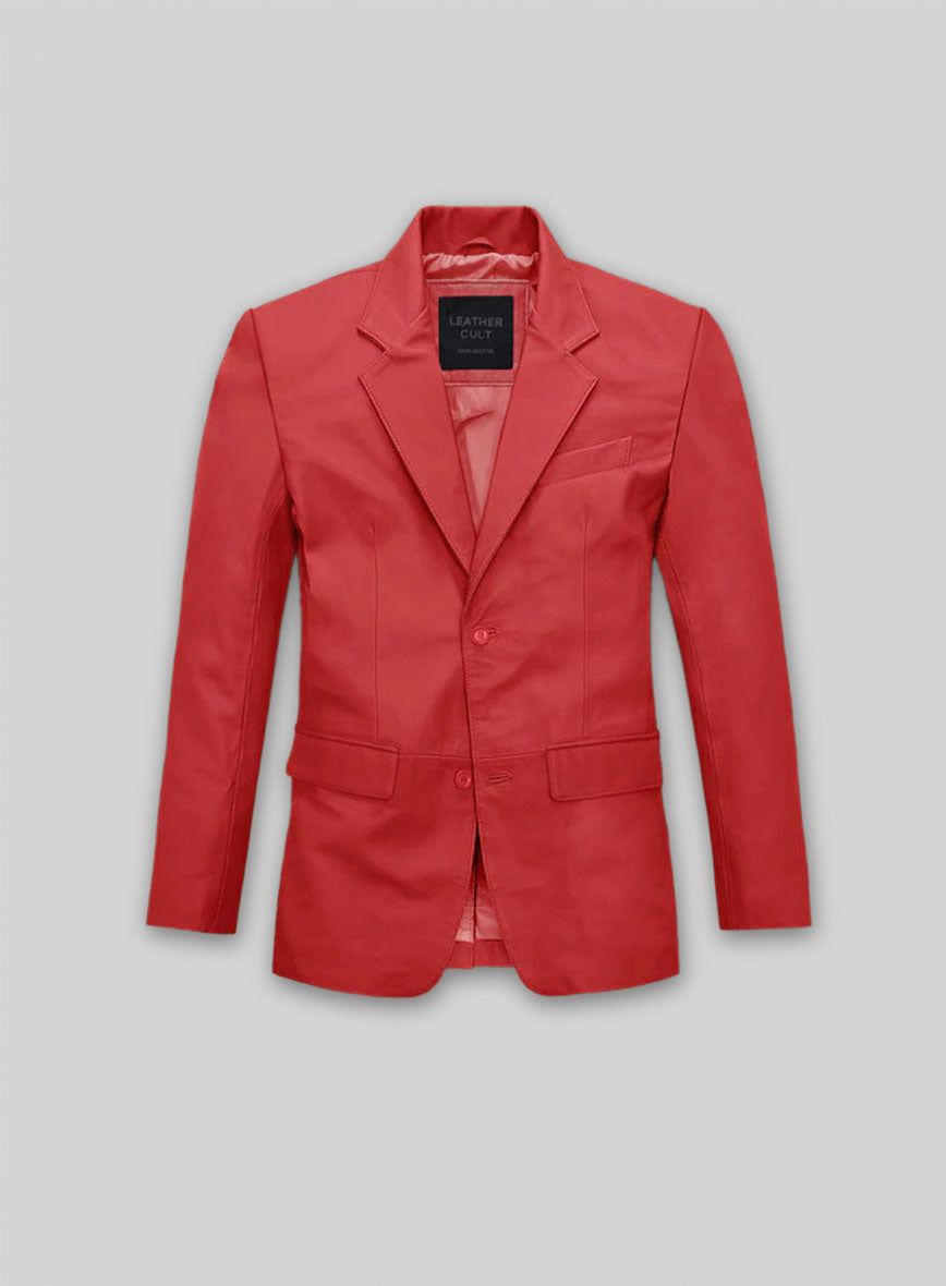Soft Tango Red Leather Blazer