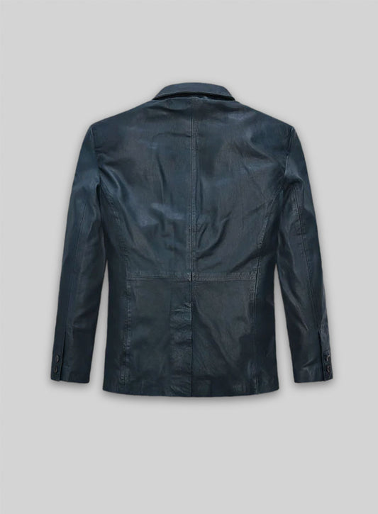 Soft Winsor Blue Washed and Wax Leather Blazer