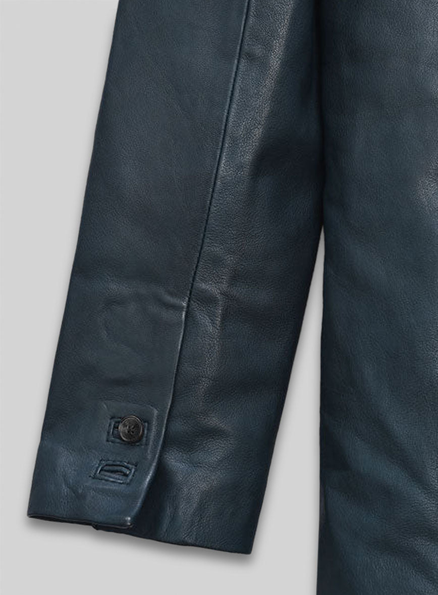 Soft Winsor Blue Washed and Wax Leather Blazer