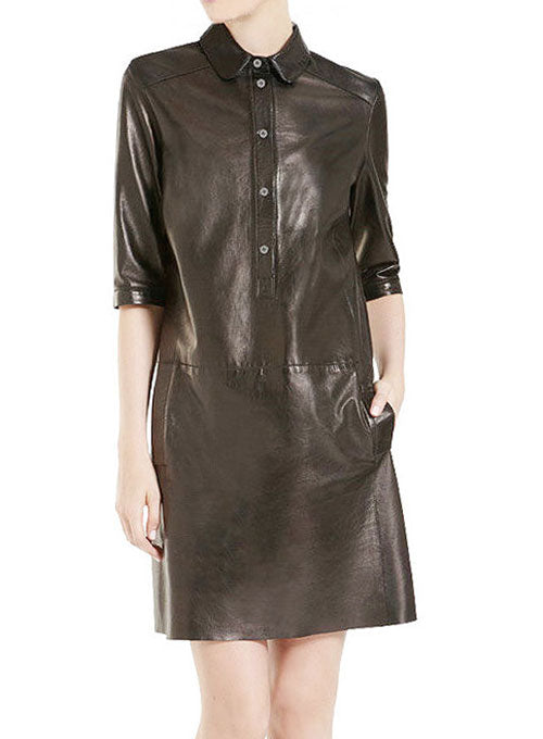 Solange Leather Shirt Dress - # 763 - LeatherCult